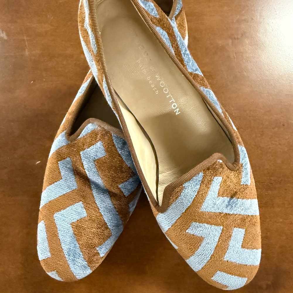 Stubbs & Wootton Brown and Blue Patterned Loafers